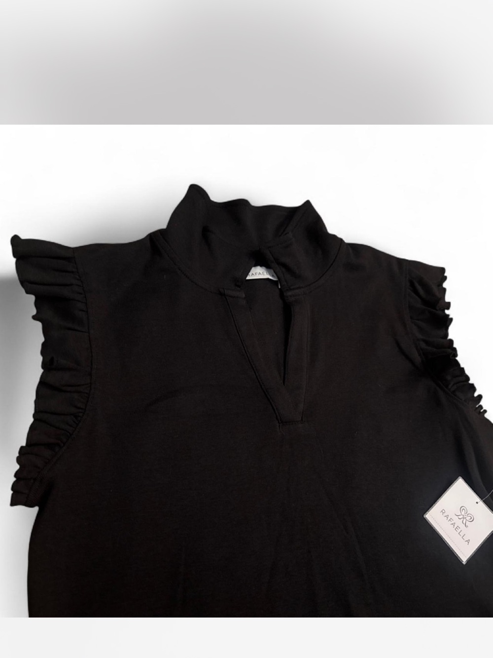 Rafaella Black Ruffle Sleeve Mock Neck Top - Picture 2 of 3